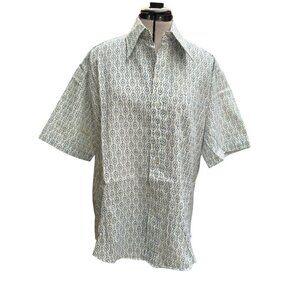 Vintage Kmart Men’s Print Dress Shirt Wrinkle Free 16 Short Sleeve Blue Red